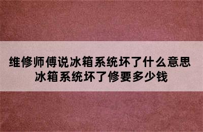 维修师傅说冰箱系统坏了什么意思 冰箱系统坏了修要多少钱